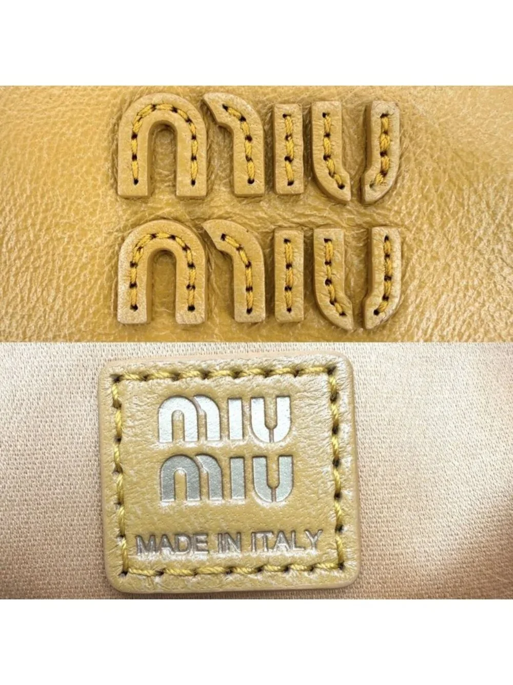 Miu Miu 2-Way Backpack Handbag Mustard Miu Miu Leather Yellow Gold Vintage